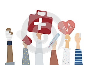 Illustration of first aid medical care concept