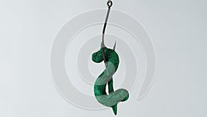 Illustration, on fishhook dollar sign