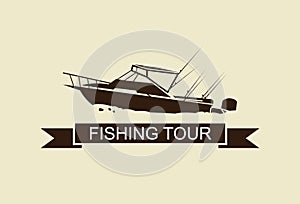 Illustration fishing boat, vector