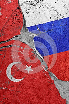 Illustration of the flags of Turkey and Russia