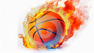 This is a illustration of a flaming Basketball isolated on a White background