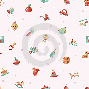 Illustration of flat design cute baby pattern with