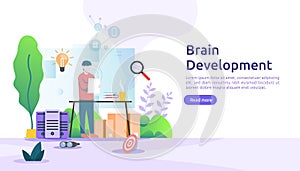 illustration flat design of thinking creative, brain development and mental rest with people character. template for web landing