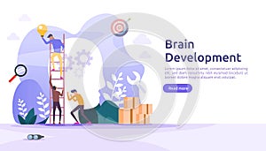 illustration flat design of thinking creative, brain development and mental rest with people character. template for web landing