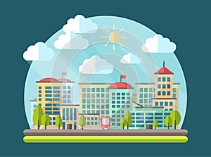 Illustration of flat design urban landscape