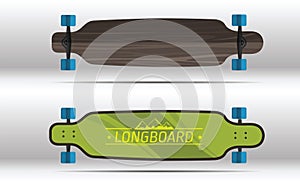 Illustration of flat longboards