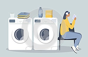 illustration in flat style on the theme of laundry, washing