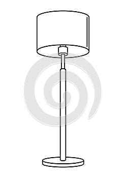 Illustration of floor lamp. Electrical lighting equipment. Industrial or business image. Icon for website and shop.