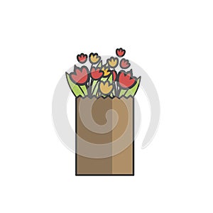 Illustration of flower bought from flowers shop isolated