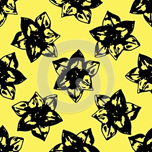 Illustration of flower, narciss. Seamless pattern.