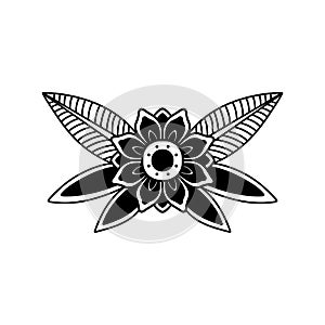 Illustration of flower in tatoo style. Vector design