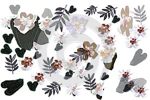 Illustration of flowers. Modern design. Fabric design.