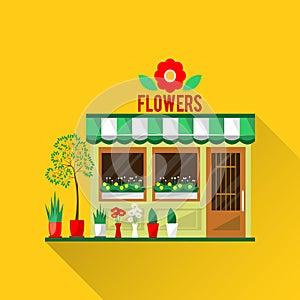 Illustration of a flowers vector shop.