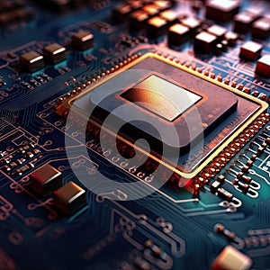 illustration, the focus is on the processor unit, the brain of the computer