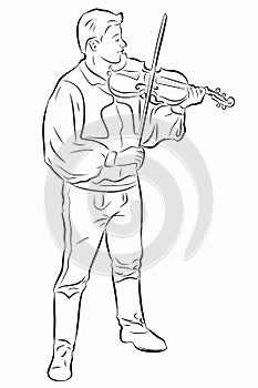 Illustration of folklore violinist, vector draw