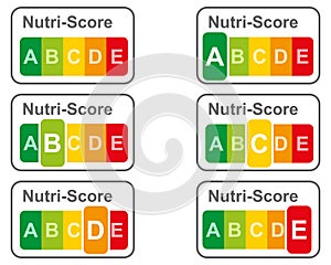 Illustration of food labeling using the Nutri-Score on white