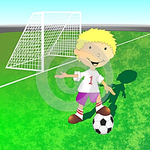 Illustration of football field and football player