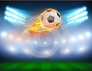 illustration of a football in a fiery flame.