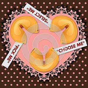 Illustration of fortune cookies on heart shape