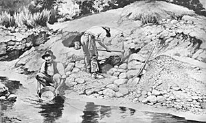 Illustration of fossicking for gold in Australia