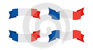 Illustration of a france flag with a ribbon style. france flag vector set