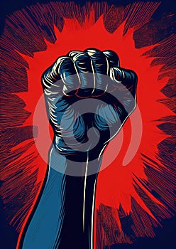 Illustration freedom anger fist protest symbol fight revolution power strike strength hand victory