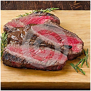 Illustration of a fresh beef steak with butter
