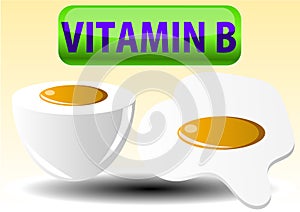 Illustration of fried boiled egg and Vitamin B