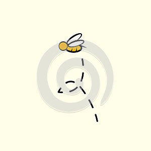 Illustration of a Friendly Cute Bee Flying and Smiling