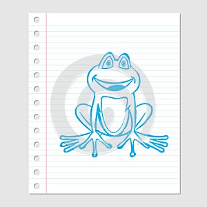 Illustration of Frog Cartoon on paper sheet -Vector illustration