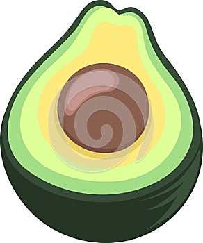 illustration of fruit, half an avocado