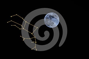 Full moon and pegasus constellation
