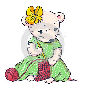 Illustration of funny cartoon mousy