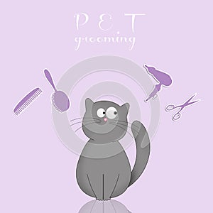 illustration of funny cat for Pet grooming