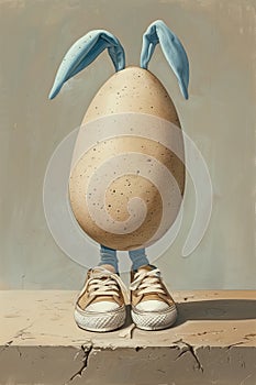 Illustration of a funny egg wearing sneakers