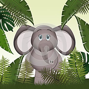 illustration of funny elephant in the jungle