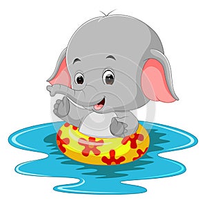 Funny elephant swimming using ringball