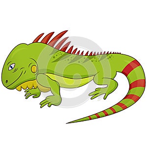 Cartoon Vector Illustration of Funny Iguana Lizard Reptile Animal Character