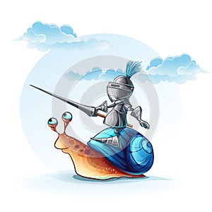 Illustration funny knight on the cochlea