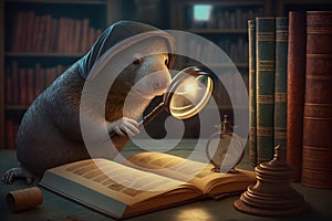 Illustration Funny mole reading a book AI generated content