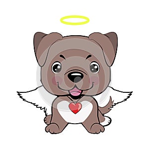 Illustration of funny puppy dog media icon smiley, happy dog angel