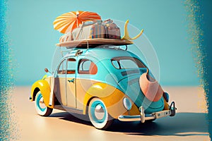 illustration of a funny travelling car