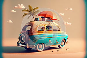 illustration of a funny travelling car