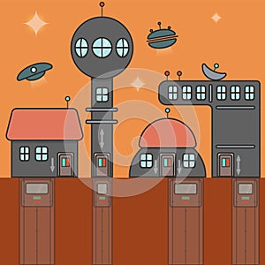 Illustration of futuristic city