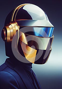 Illustration of a Futuristic cyber helmet, Cyberspace Augmented Reality
