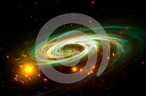 Illustration of Galaxy space Background, The universe consists of stars, black hole, nebula,  sprial galaxy, milky way, planet