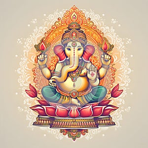 Illustration of Ganesha for Happy Ganesh Chaturthi festival of India. Diwali, the dipawali Indian festival. Light background