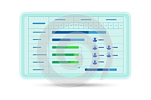 Illustration of gantt chart in project management concept