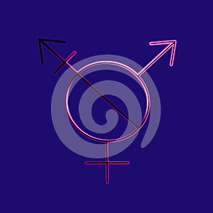Illustration of gender symbol with neon effect.