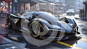 Dramatic Transformation Scene Urban Landscape Futuristic Car photo